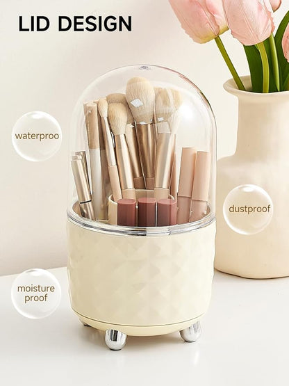 Makeup Brush Holder with Dustproof Lid, 360 Rotating Makeup Brush Organizer - Image 6