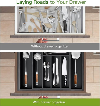 Pipishell Bamboo Expandable Drawer Organizer - Image 7