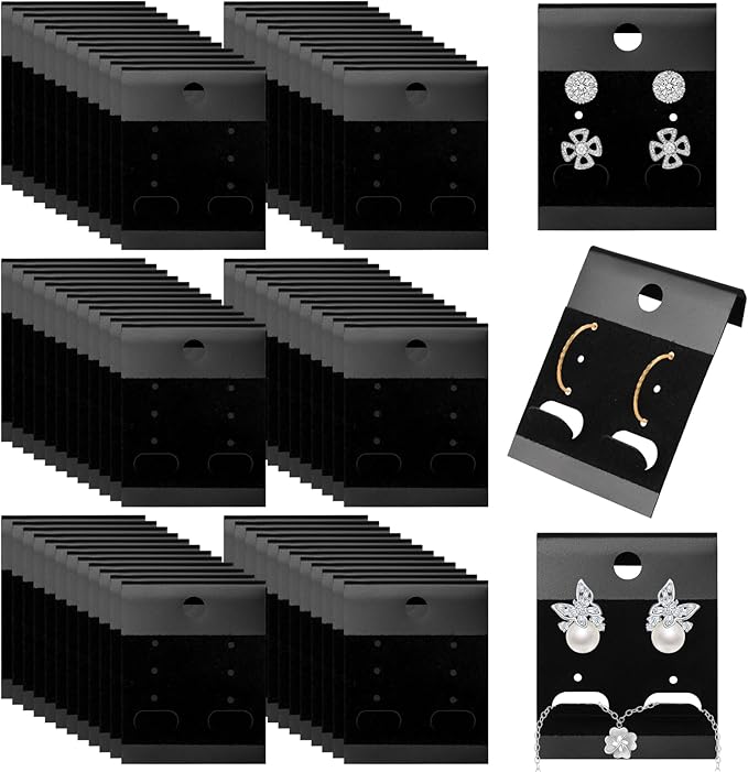 HAPY SHOP 200 PCS Black Velvet Plastic Display Cards Earring Card Holder by HAPY+SHOP