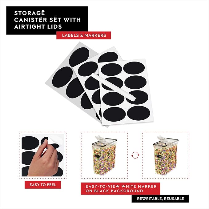 DWËLLZA KITCHEN Cereal Containers Storage 4 Pack 135 fl. oz Cereal Dispenser - Image 7
