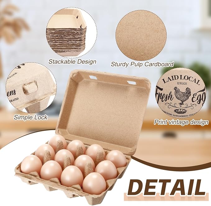 Zhanmai 50 Pcs Natural Paper Pulp Egg Cartons Blank Bulk 12 Count Dozen Vintage - Image 3