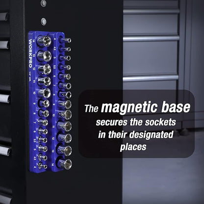 WORKPRO Magnetic Socket Organizer, 1/4-Inch Metric Socket Holder, Tool Trays - Image 7