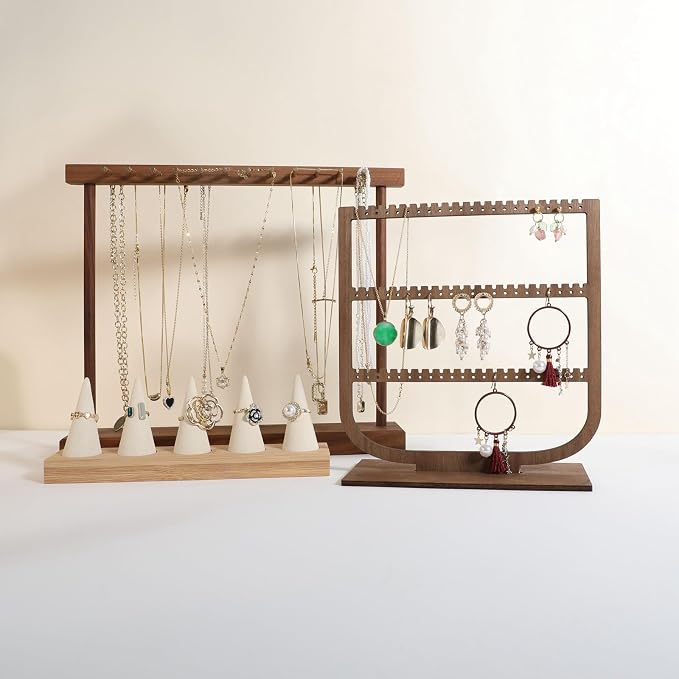 GemeShou wooden hanging jewelry organizer, walnut jewelry display holder - Image 8