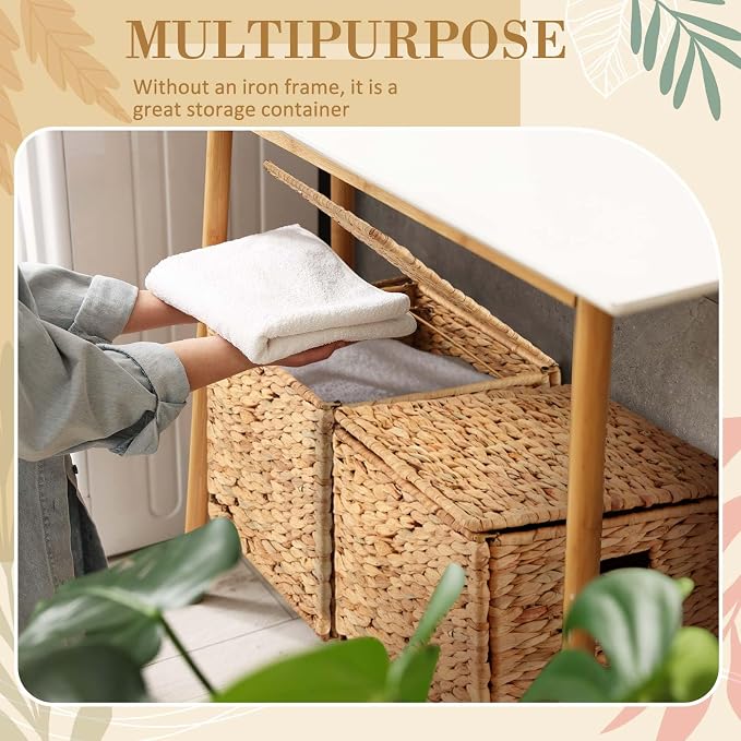 Jingmore Large Decorative Hanging File Box Water Hyacinth Wicker Basket File - Image 4