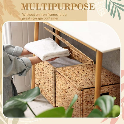 Jingmore Large Decorative Hanging File Box Water Hyacinth Wicker Basket File - Image 4