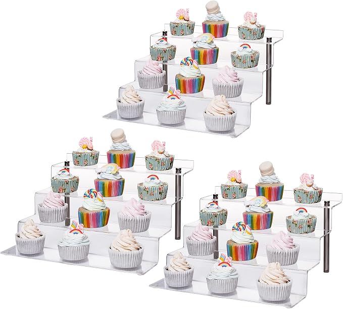 Acrylic Riser Shelf 4 Tier Clear Display Stand by CECOLIC