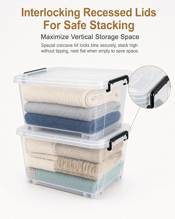 NUMIFUN 15QT Storage Bins with lids, Stackable Space Saver - Image 5