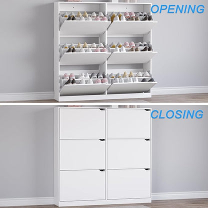BORNOON Shoe Cabinet with 6 Flip Drawers, Slim Narrow Shoe Storage Cabinet - Image 5