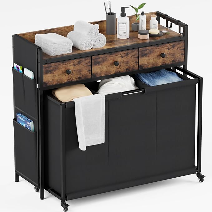 Laundry Hamper Laundry Basket: Rolling Laundry Basket Organizer by SAKSUNFORYOU