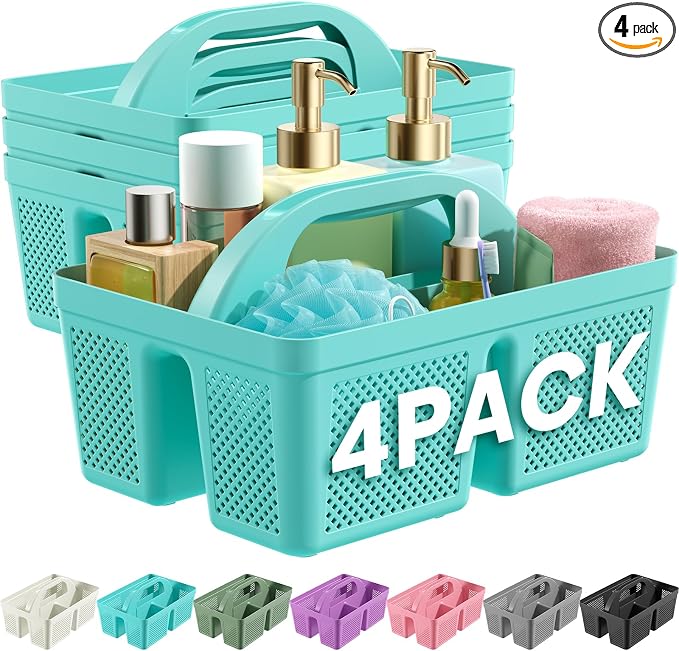4 Pack Portable Shower Caddy, Integrated Handle, Reinforced Plastic, Organizer by Unknown