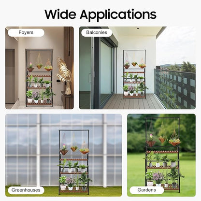 Hanging Plant Stand, 3-Tier Planter Shelves Flower Pot Organizer Rack, 68 Inch - Image 6
