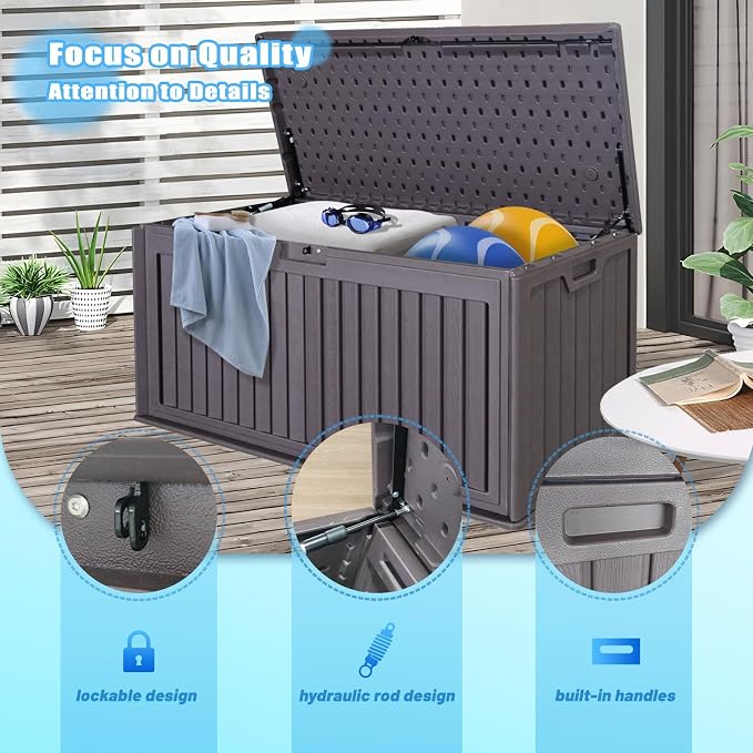 100 Gallon Outdoor Storage Box Waterproof, Resin Deck Box - Image 5