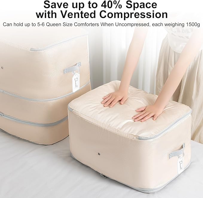 Comforter Storage Bag - 130L Large Capacity Blanket Storage Bags 3-Layer Ultra - Image 3