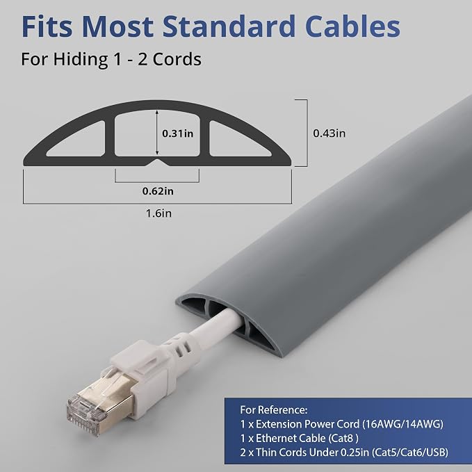 ZhiYo 10ft Cord Covers for Wires on Floor, Cord Hider Floor Hide Extension Cords - Image 2