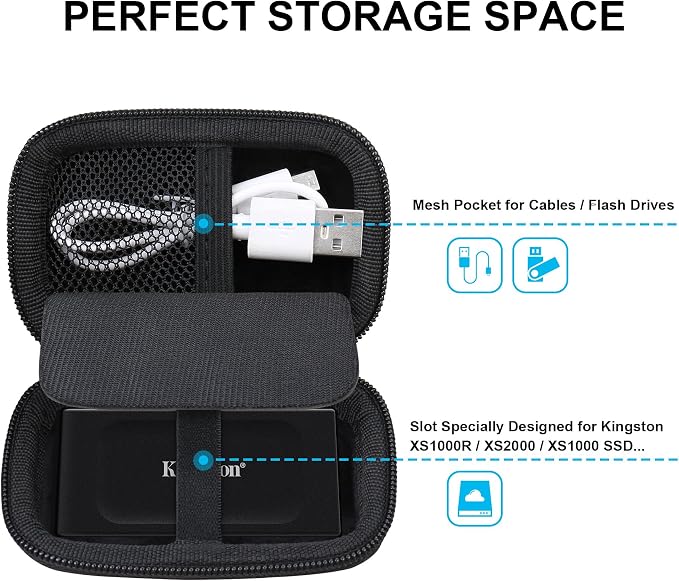 Lacdo Hard Carrying Case for Kingston XS1000 / XS2000 / XS1000R SSD - Image 2