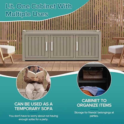 ROJIK Shoe Cabinet Waterproof UV-Resistant, Storage Bench Indoor Outdoor - Image 4