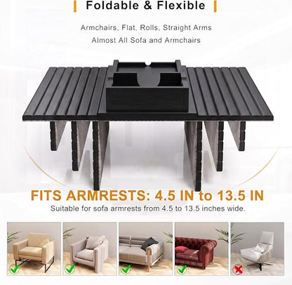 Bestjing Bamboo Couch Armrest Table, Sofa Arm Tray - Image 4
