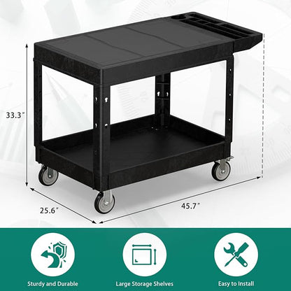 Heavy Duty Utility Rolling Tool Cart, 1000 lbs Capacity Flat Top Plastic - Image 7