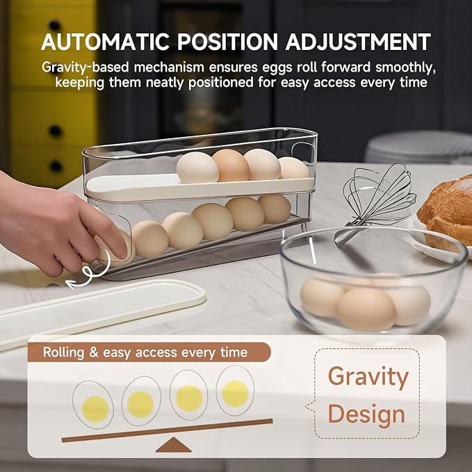 Rolling Egg Holder for Fridge, Egg Dispenser for Refrigerator, Automatic - Image 5