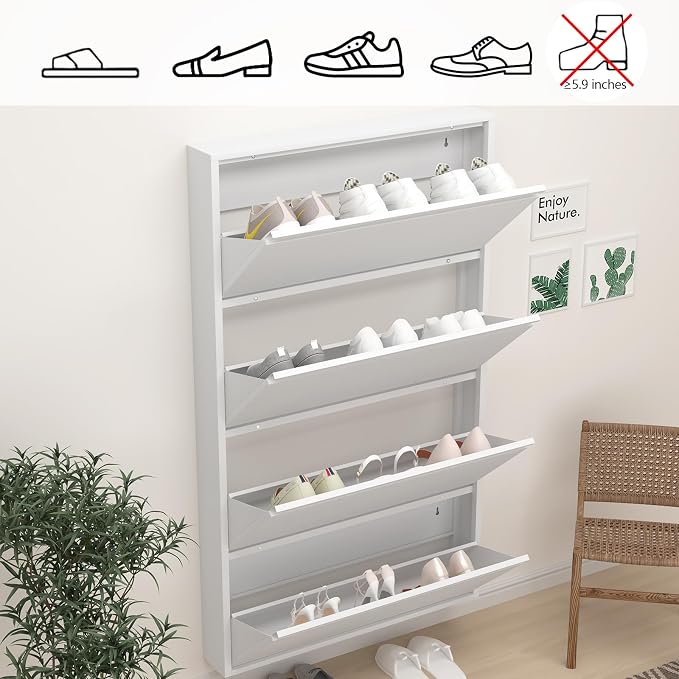 GREATMEET Shoe Rack for Closet, 6 Inch Slim Wall Mounted Shoe Cabinet, Narrow - Image 5