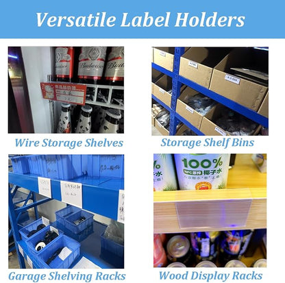 100 Pack Wood Shelf Label Holders, Plastic Price Tags Display Sign Holder | - Image 4