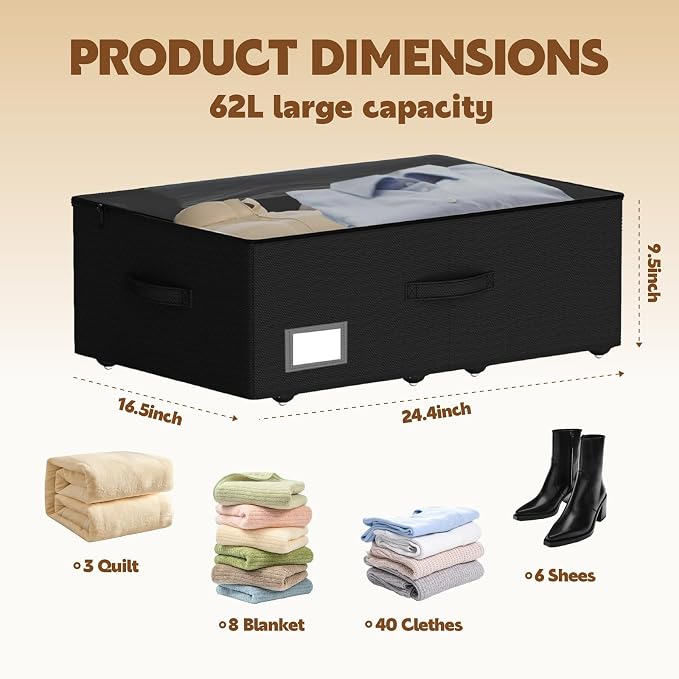 Under Bed Storage with Wheels, No Assemble Required 10 inches Height, Rolling - Image 3