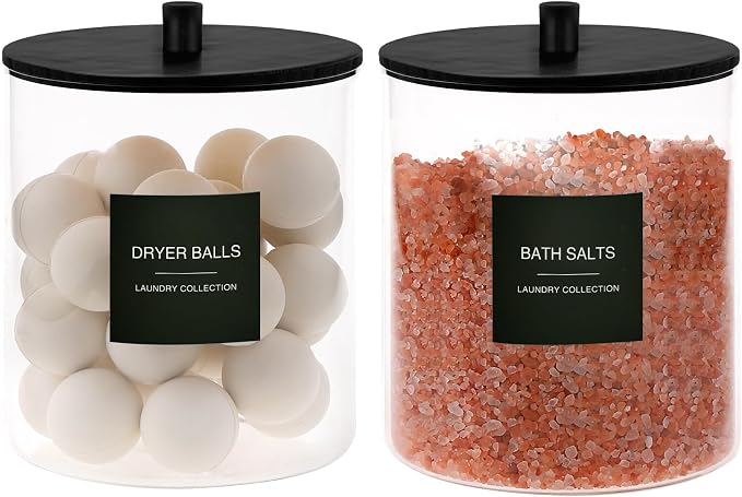3 Pack Glass Jars and Acrylic Dryer Sheet Holder, Laundry Pods Container - Image 4