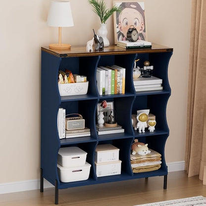 9 Cube Storage Shelf Organizer, Low Book Shelf Bookcase Entryway Table by QieerHior