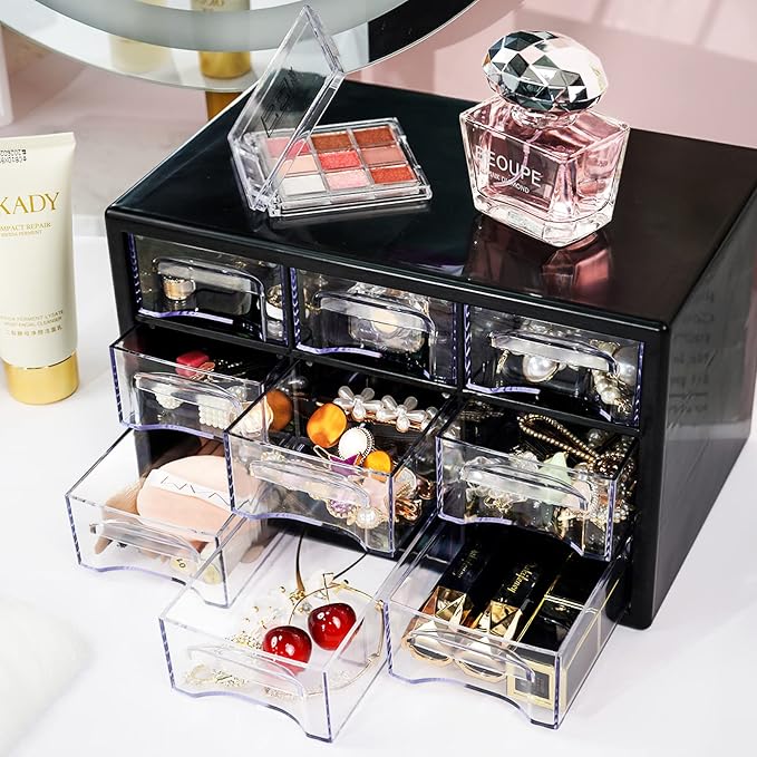 Desk Storage Organizer with 9 Drawers, FODIENS Stackable Desktop Craft Drawer - Image 2