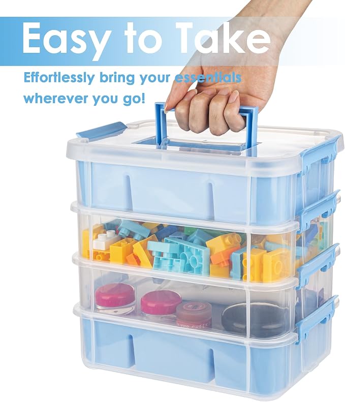 CraftGenes Art Supply Storage Organizer, 4-Tier 10 Qt Box, 2 Trays, Drawing - Image 6