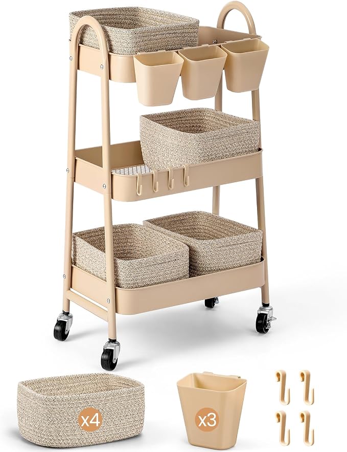 3-Tier Rolling Utility Cart by AOZITA