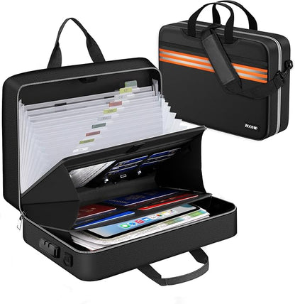 Accordion File Organizer with Lock, Fireproof Document Organizer Bag with by ZOOPIP