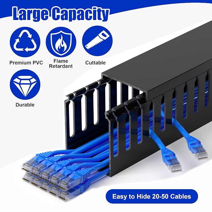 99in Professional Server Rack Cable Management Raceway, H2.4in x W2in Large - Image 4