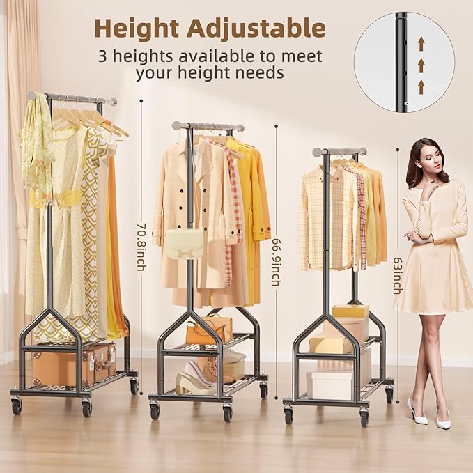 EAGMAK Heavy Duty Clothes Rack Load 556 LBS, Rolling Clothing Rack - Image 4
