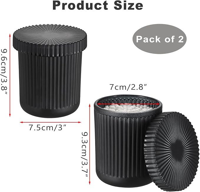 2 Pack Glass Qtip Holder with Lid, Qtip Dispenser Bathroom Storage Jars- Glass - Image 3