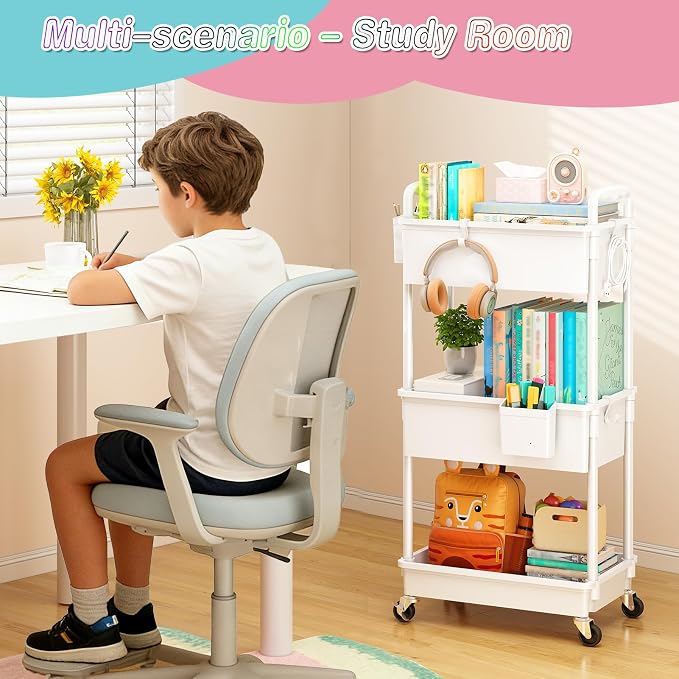 SUNALLY Baby Diaper Caddy Cart, 3 Tier Rolling Diaper Cart - Image 5