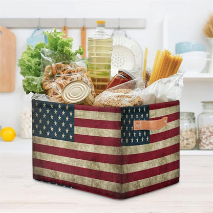 Pardick Storage Basket American USA Flag, Large Foldable Organizer Storage Bins - Image 8