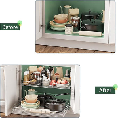 LOVMOR 2 Tier Individual Pull Out Cabinet Organizer 30" W x 21½" D, Slide Out - Image 6