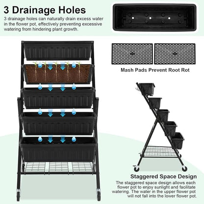 Homdox 5-Tier Vertical Garden Bed - 4FT Vertical Raised Bed with 5 Garden - Image 5