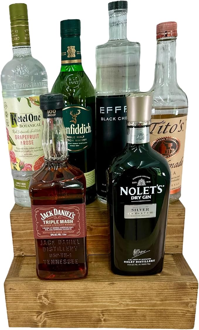 Tiered Bottle Shelf | 2 Tier Liquor Bottle Display | Bar Organization | Kitchen - Image 4