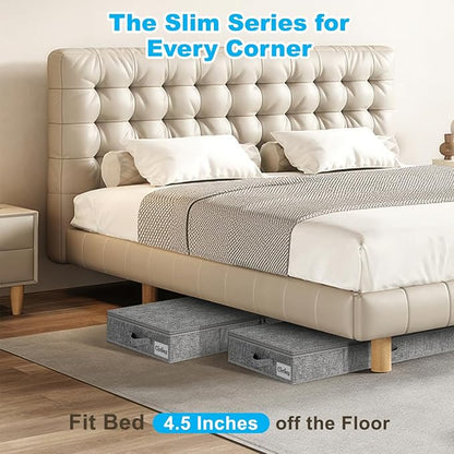 Under Bed Storage Container Bin 4 Pack, 4.5 Inch Slim Low Profile Underbed - Image 2