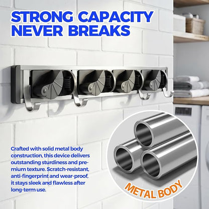 Holikme Mop Broom Holder Wall Mount Metal Pantry Organization and Storage - Image 2
