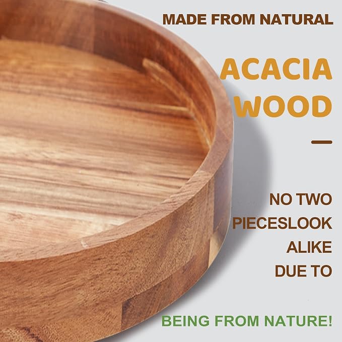 10" Acacia Wood Lazy Susan Organizer - Image 2