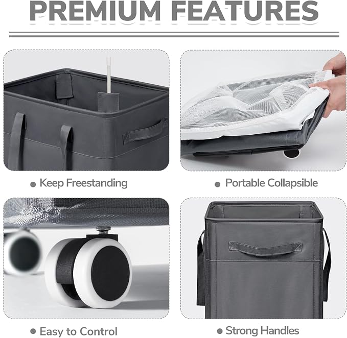 CHICVITA 100L Large Rolling Laundry Basket - Image 4