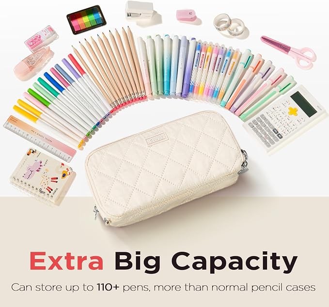 Sooez Large Pencil Case Pouch, Extra Big Pencil Bag - Image 3