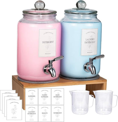 2 Pack Glass Laundry Detergent Dispenser, Sturdy glass Fabric Softener Dispenser by Unknown