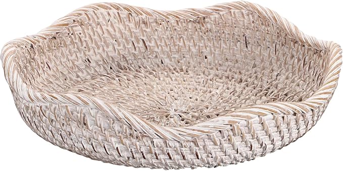 Hipiwe Decorative Key Tray Rattan Storage Bowl Food Serving Basket by Hipiwe