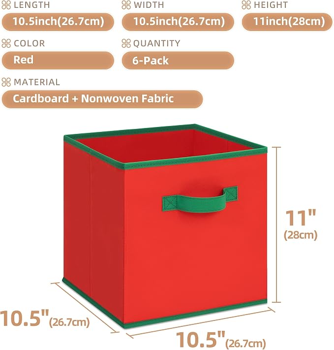 STORAGE MANIAC Storage Cubes, 11 Inch Durable 6 Pack Storage Shelf Basket - Image 8