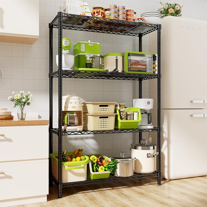 Storage Shelves Heavy Duty, 4-Tier Adjustable Metal Industrial Utility Shelf by ROOMTEC