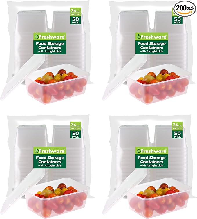 Freshware Food Storage Containers 34 oz Plastic Deli Containers by Unknown